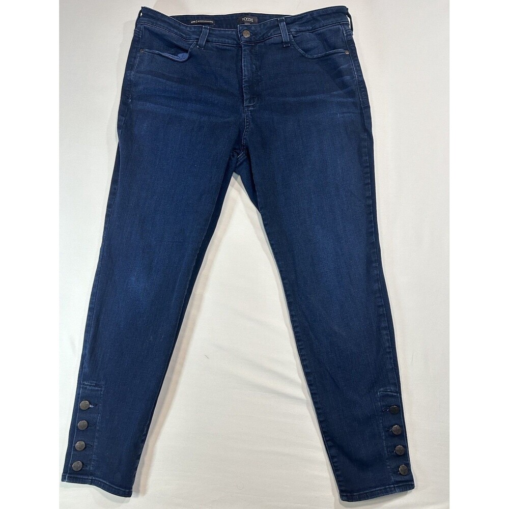 NYDJ Ami Skinny Legging Dark Wash Jeans Womens Size 16W Ankle Button Slit